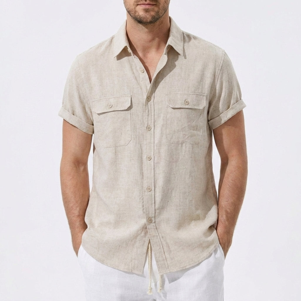 Linen Pants Men Utility Shirt Set 2-Piece Smart Casual – Raxo