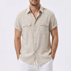 Linen Pants Men Utility Shirt Set 2-Piece Smart Casual – Raxo
