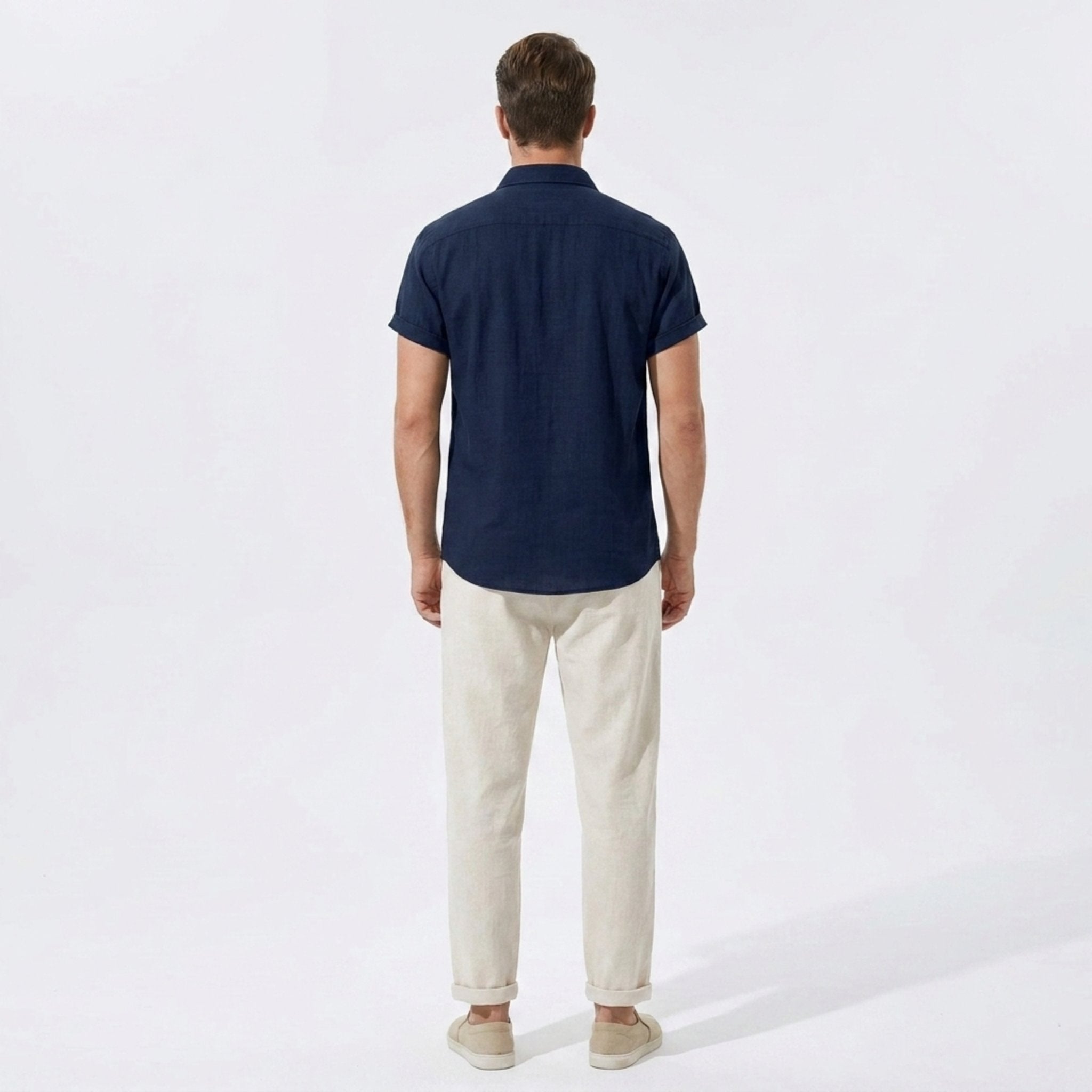 Linen Pants Men Utility Shirt Set 2-Piece Smart Casual – Raxo