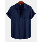 Linen Pants Men Utility Shirt Set 2-Piece Smart Casual – Raxo