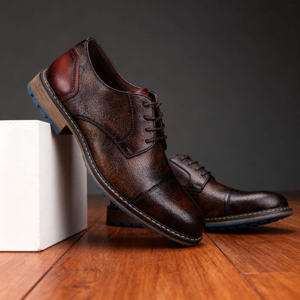 Cap-Toe Derby Shoe Deep-Grain Upper Welt Stitching – Broven