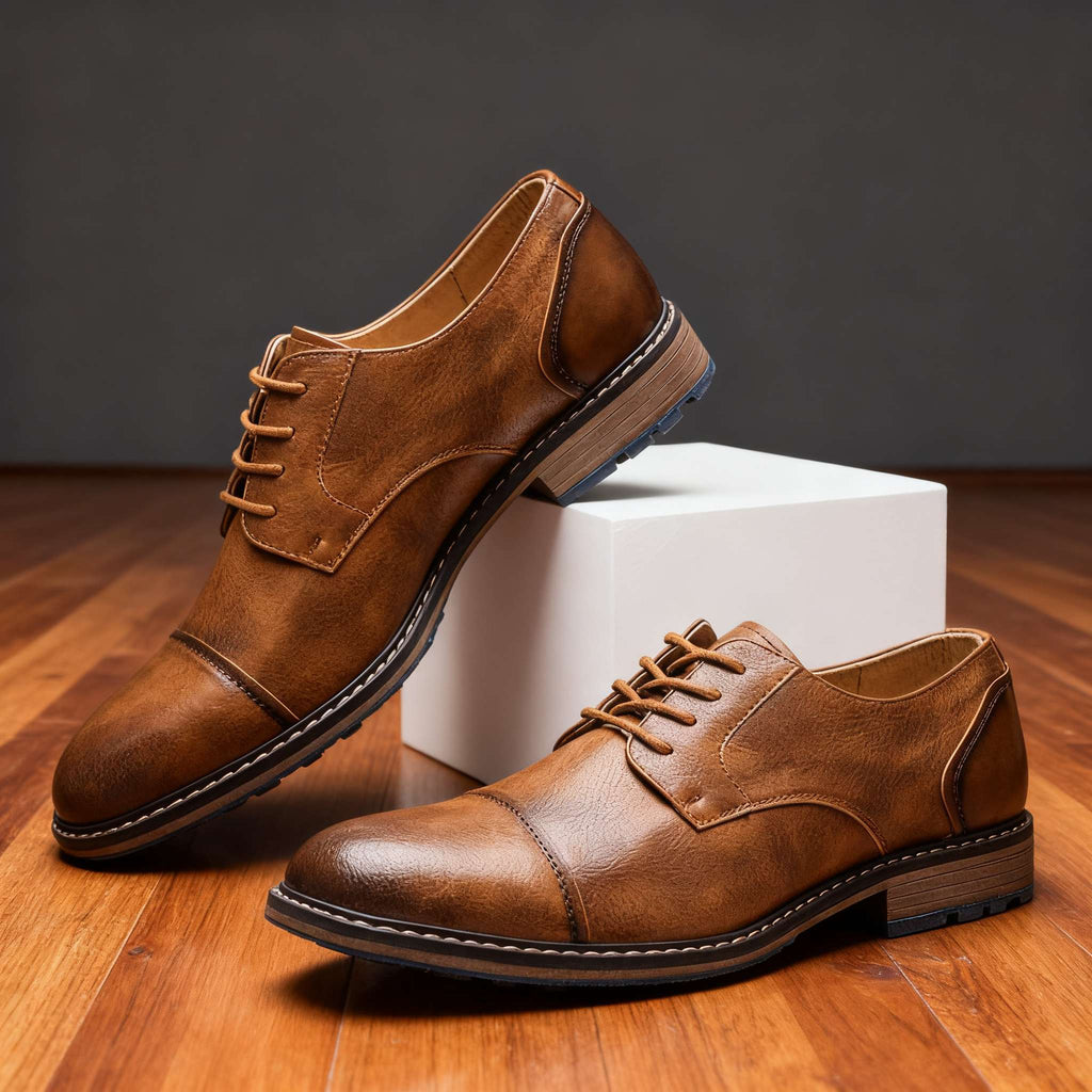 Cap-Toe Derby Shoe Deep-Grain Upper Welt Stitching – Broven