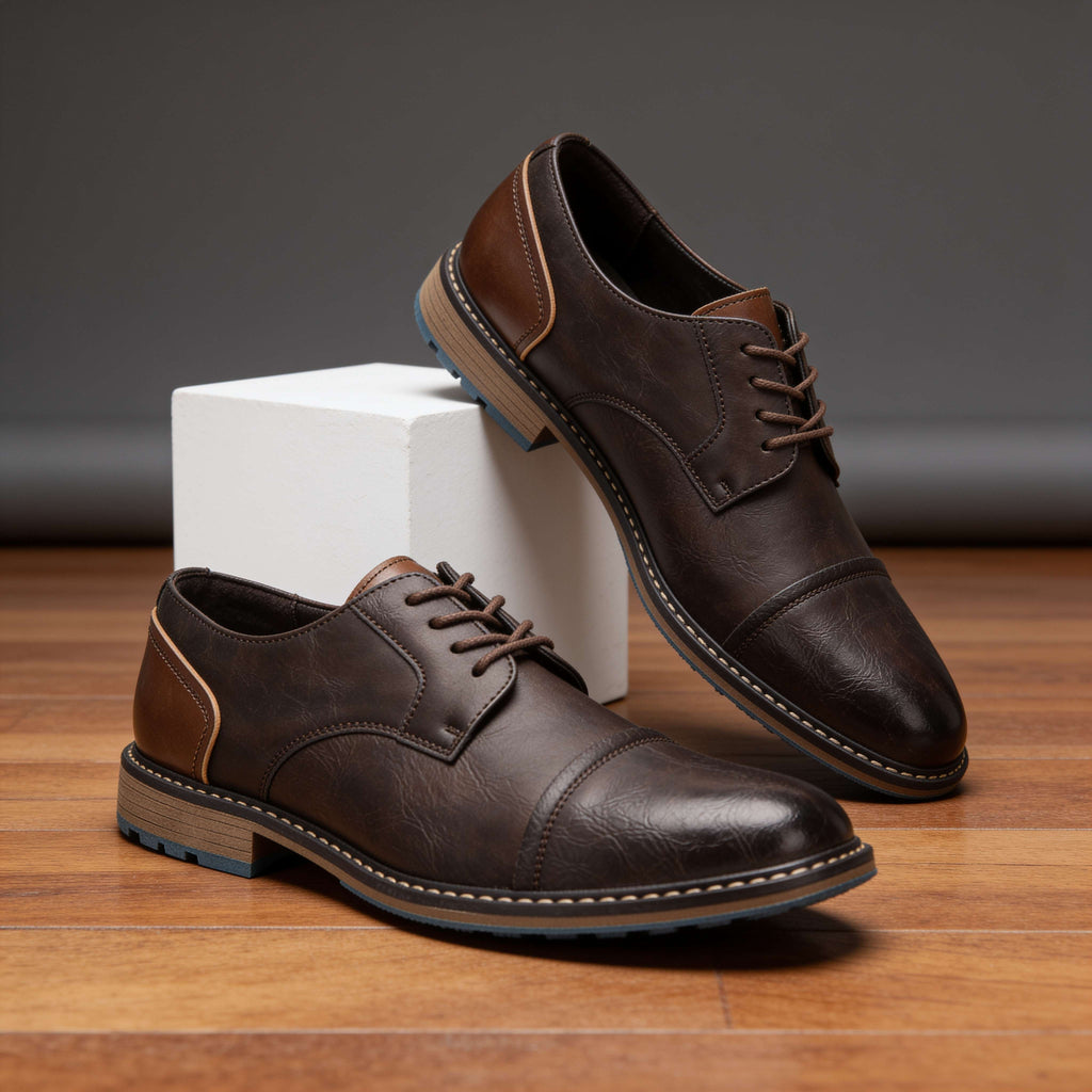 Cap-Toe Derby Shoe Deep-Grain Upper Welt Stitching – Broven
