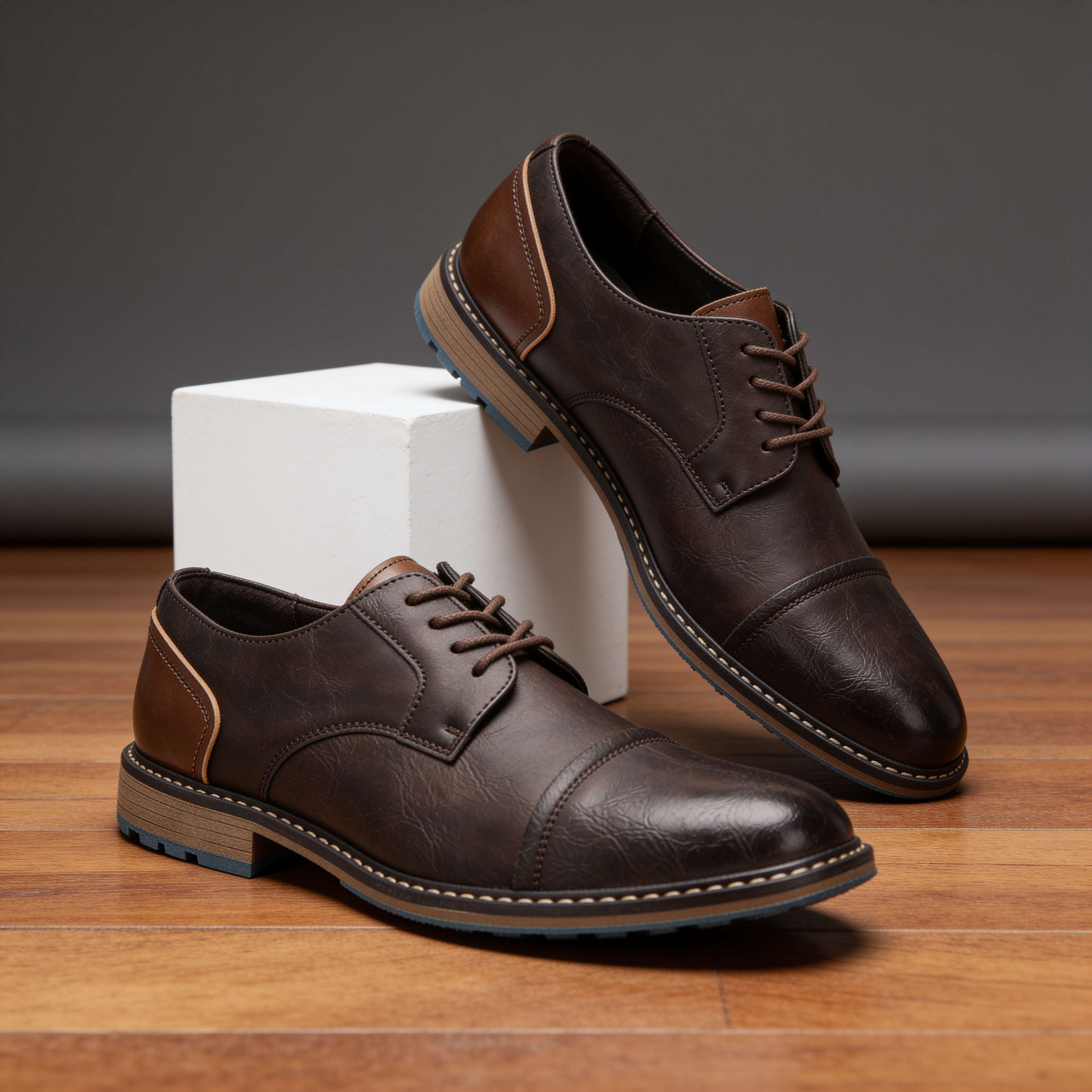 Cap-Toe Derby Shoe Deep-Grain Upper Welt Stitching – Broven