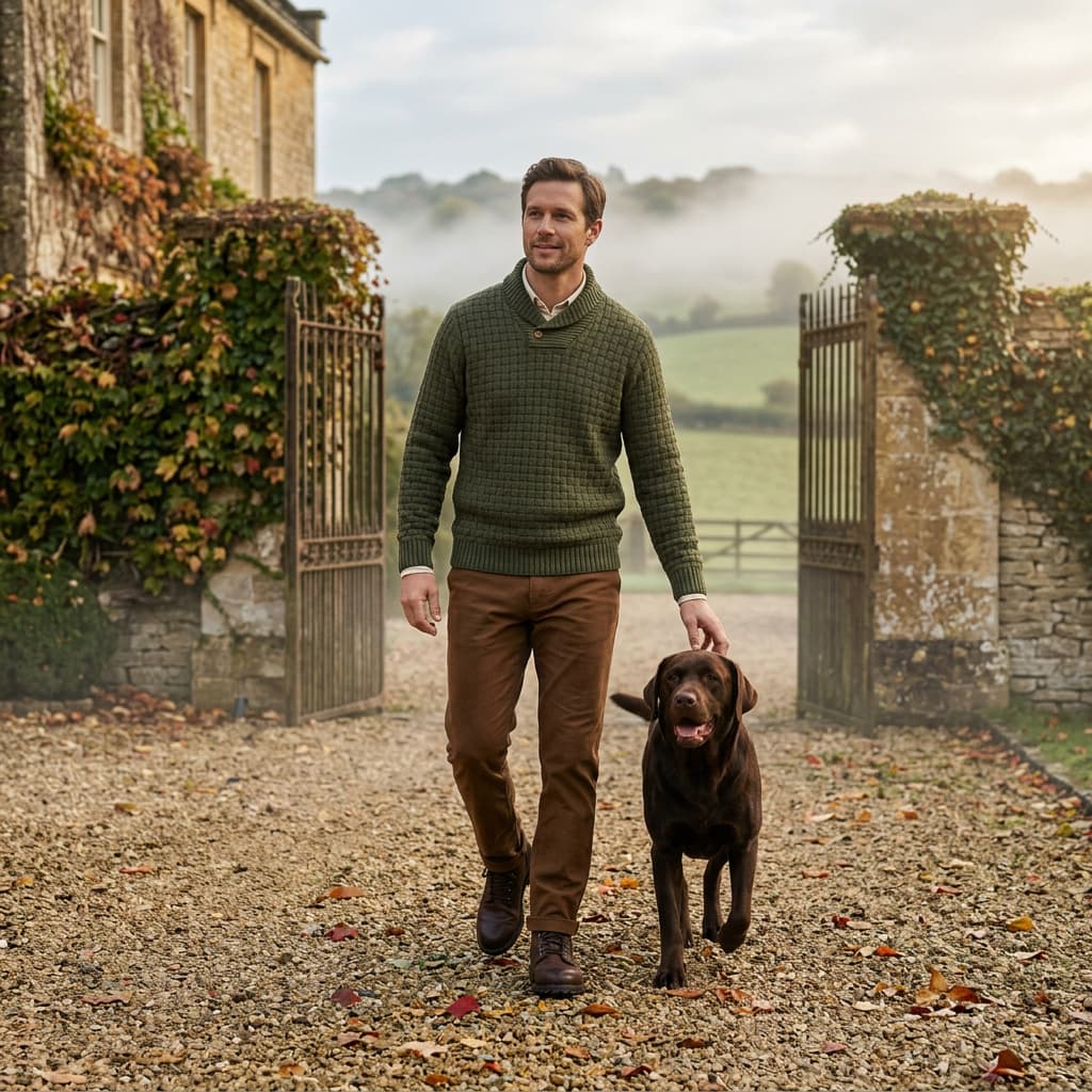 Chaldon | Shawl Collar Sweater Basket Weave Knit