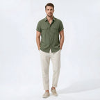 Linen Pants Men Utility Shirt Set 2-Piece Smart Casual – Raxo