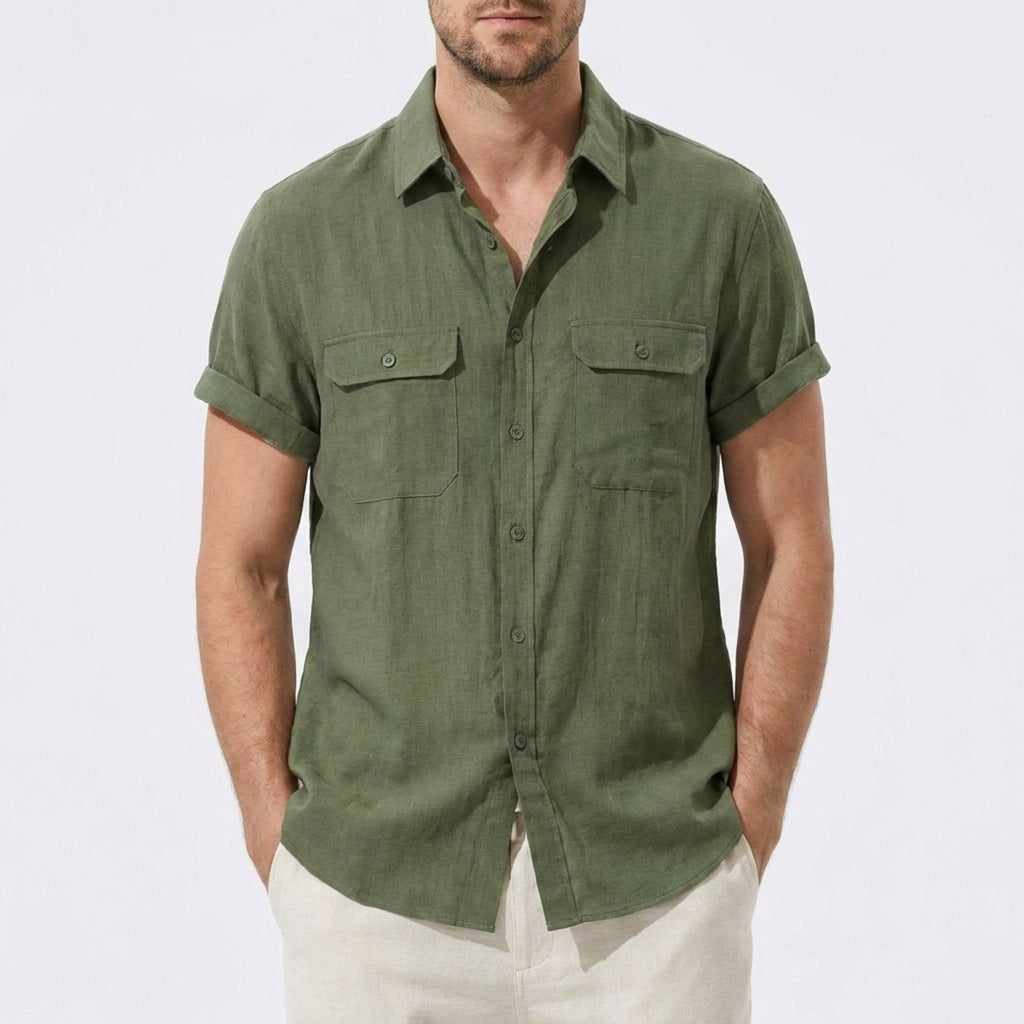 Linen Pants Men Utility Shirt Set 2-Piece Smart Casual – Raxo