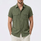 Linen Pants Men Utility Shirt Set 2-Piece Smart Casual – Raxo