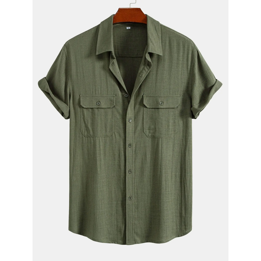 Linen Pants Men Utility Shirt Set 2-Piece Smart Casual – Raxo