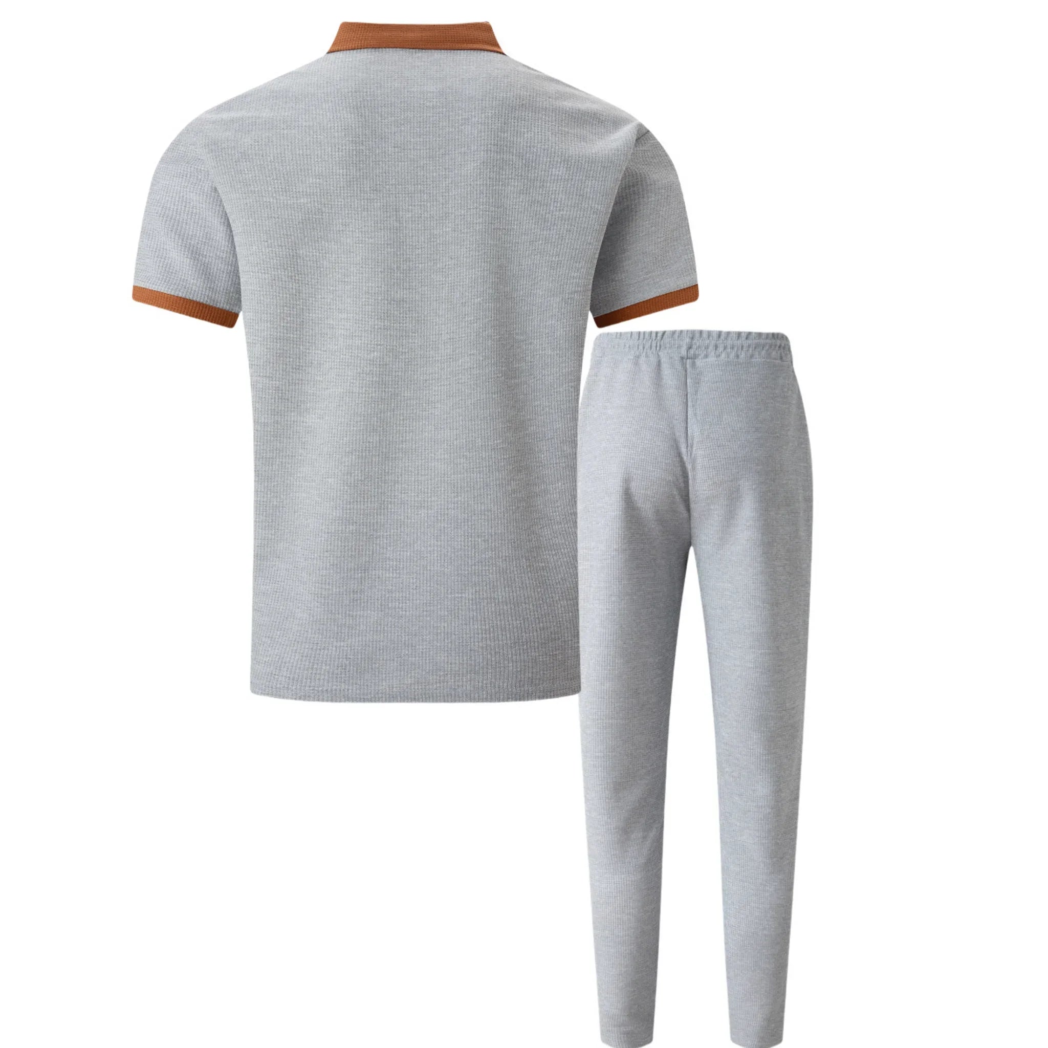 Mens Pant & Polo Waffle Knit 2-Piece Set Straight Leg – Borten