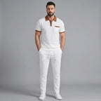 Mens Pant & Polo Waffle Knit 2-Piece Set Straight Leg – Borten