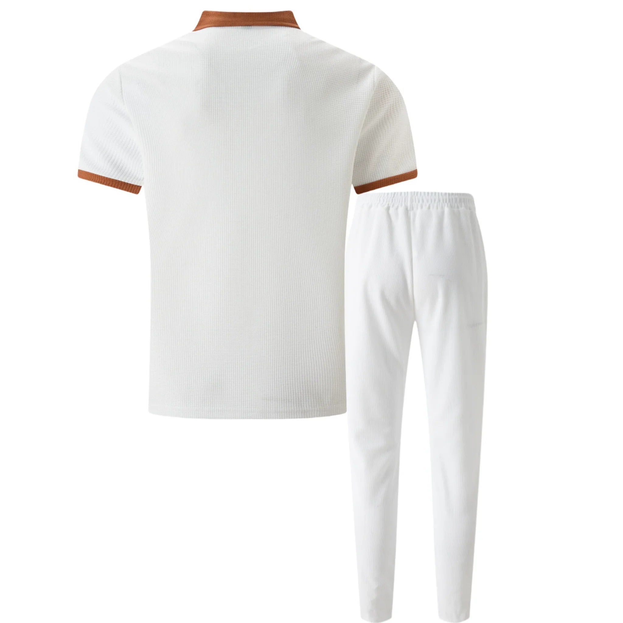 Mens Pant & Polo Waffle Knit 2-Piece Set Straight Leg – Borten