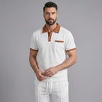 Mens Pant & Polo Waffle Knit 2-Piece Set Straight Leg – Borten