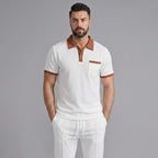 Mens Pant & Polo Waffle Knit 2-Piece Set Straight Leg – Borten