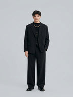 Three-piece single-breasted notch lapel suit in black – TARLANO