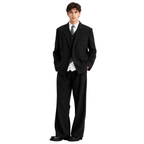 Model wearing black notch lapel 3-piece suit – TARLANO