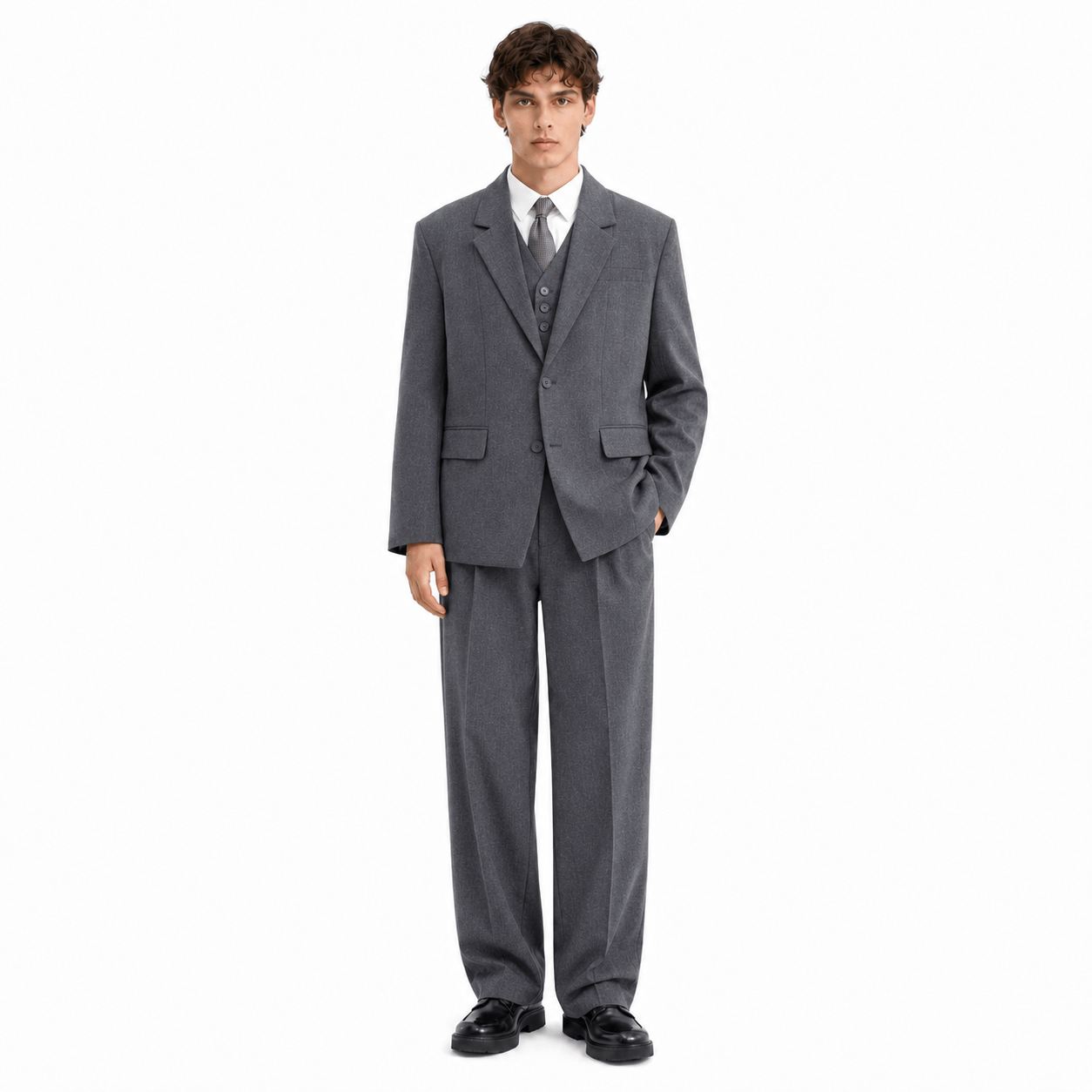 Men's 3-Piece Suit Single-Breasted Notch Lapel with Vest – Grenco