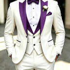 Men's 3-Piece Tuxedo Suit Shawl Collar Blazer Vest Pants – Valsen