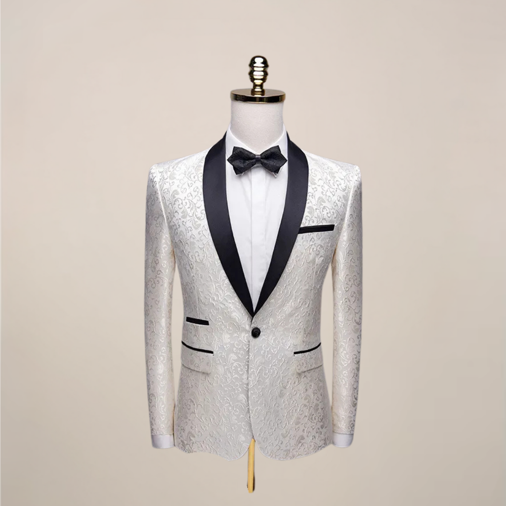 Mens Blazer Embroidered Tuxedo Satin Lapel Slim Fit – Torcan