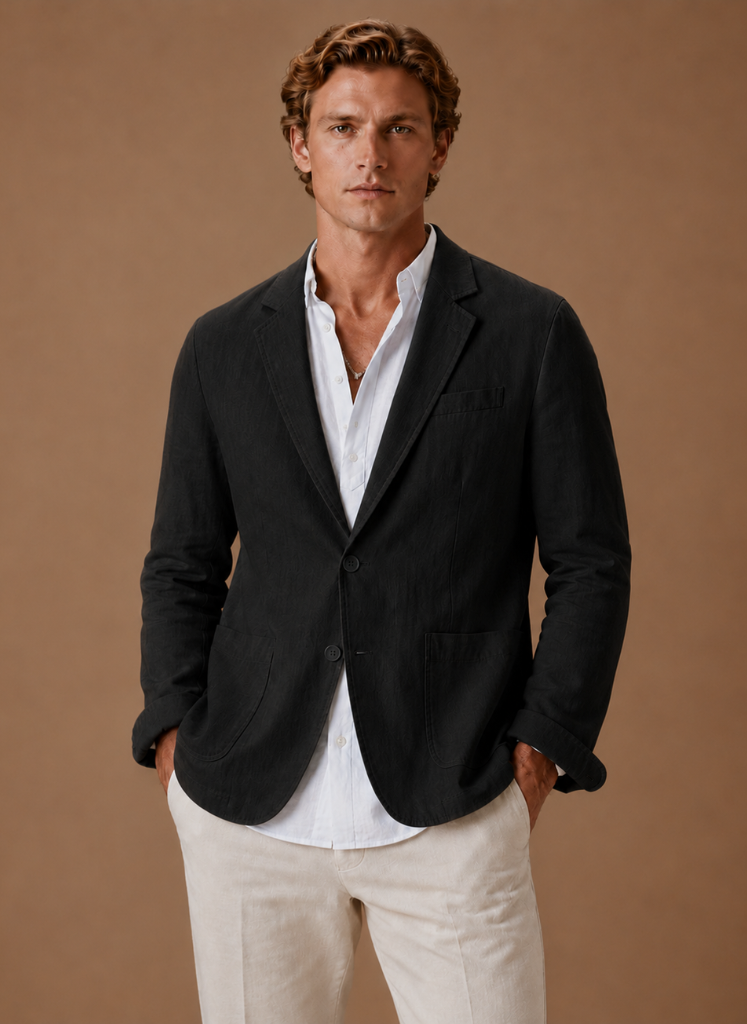Mens Blazer Linen-Blend Tailored Smart Casual Lightweight – Croven