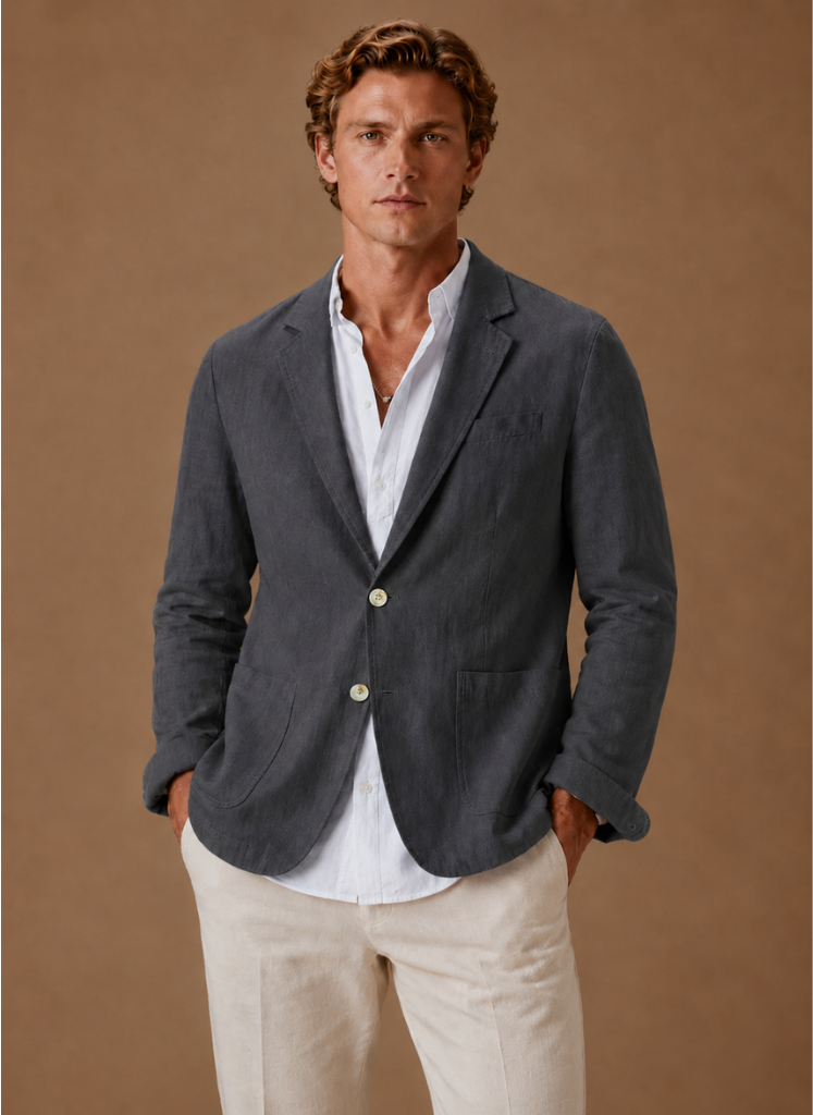 Mens Blazer Linen-Blend Tailored Smart Casual Lightweight – Croven
