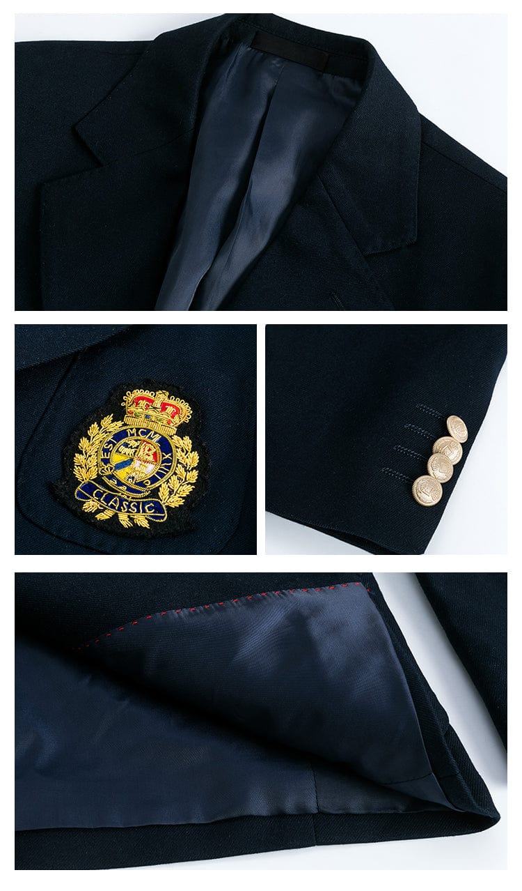 Mens Blazer Notch Lapel Polyester Blend Double Button Navy – Brenco