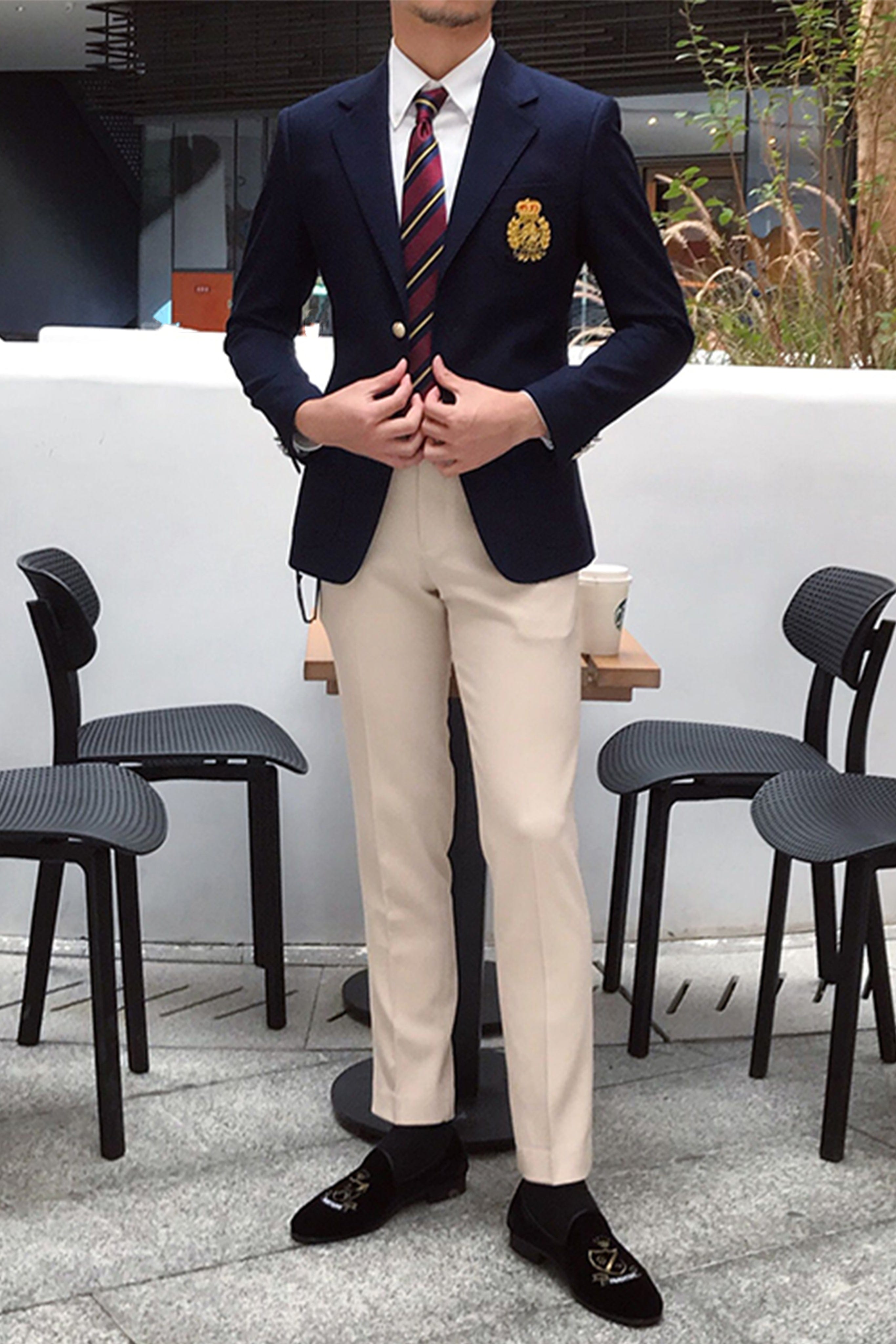 Mens Blazer Notch Lapel Polyester Blend Double Button Navy – Brenco