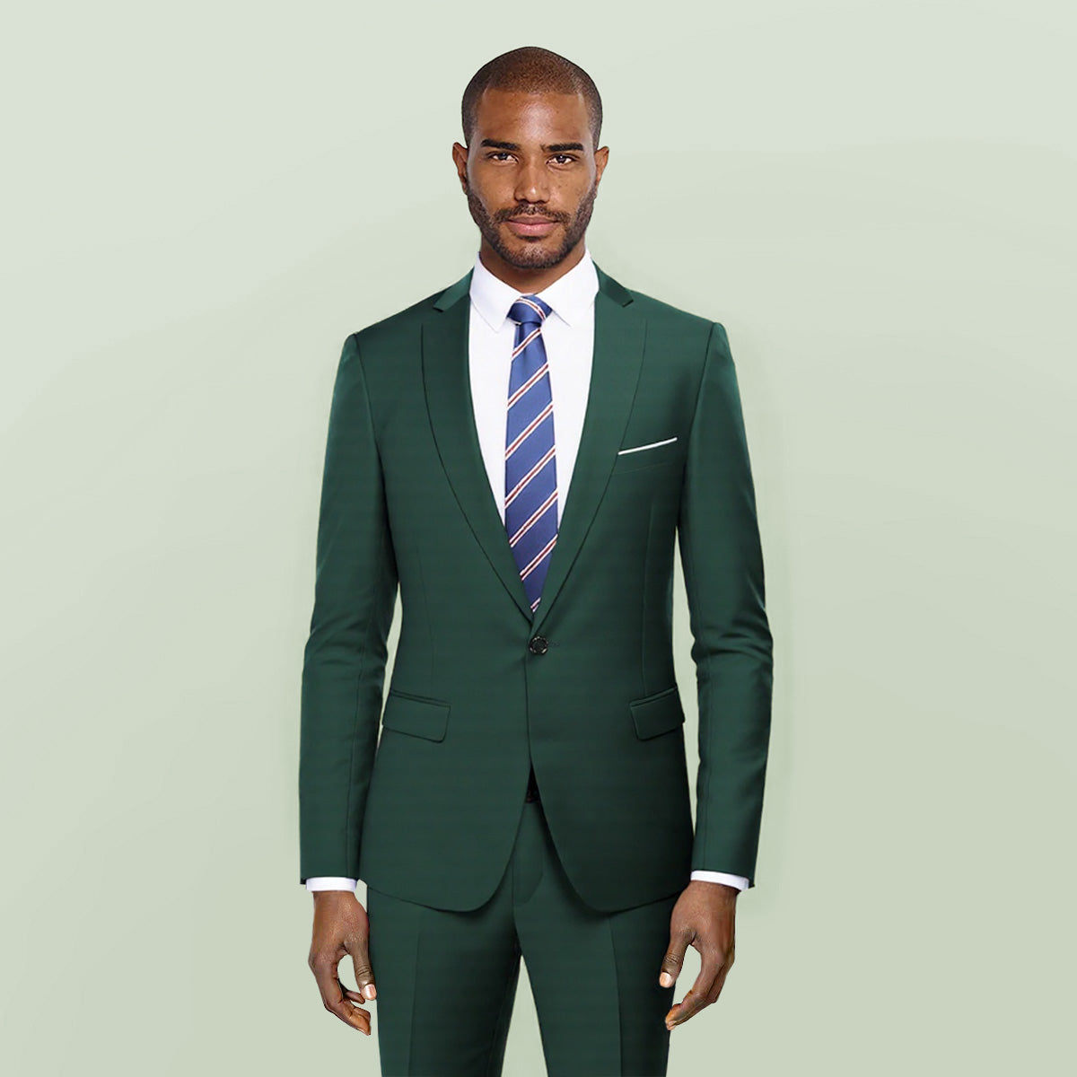 Dark green one-button notch lapel blazer flat lay – TARLANO