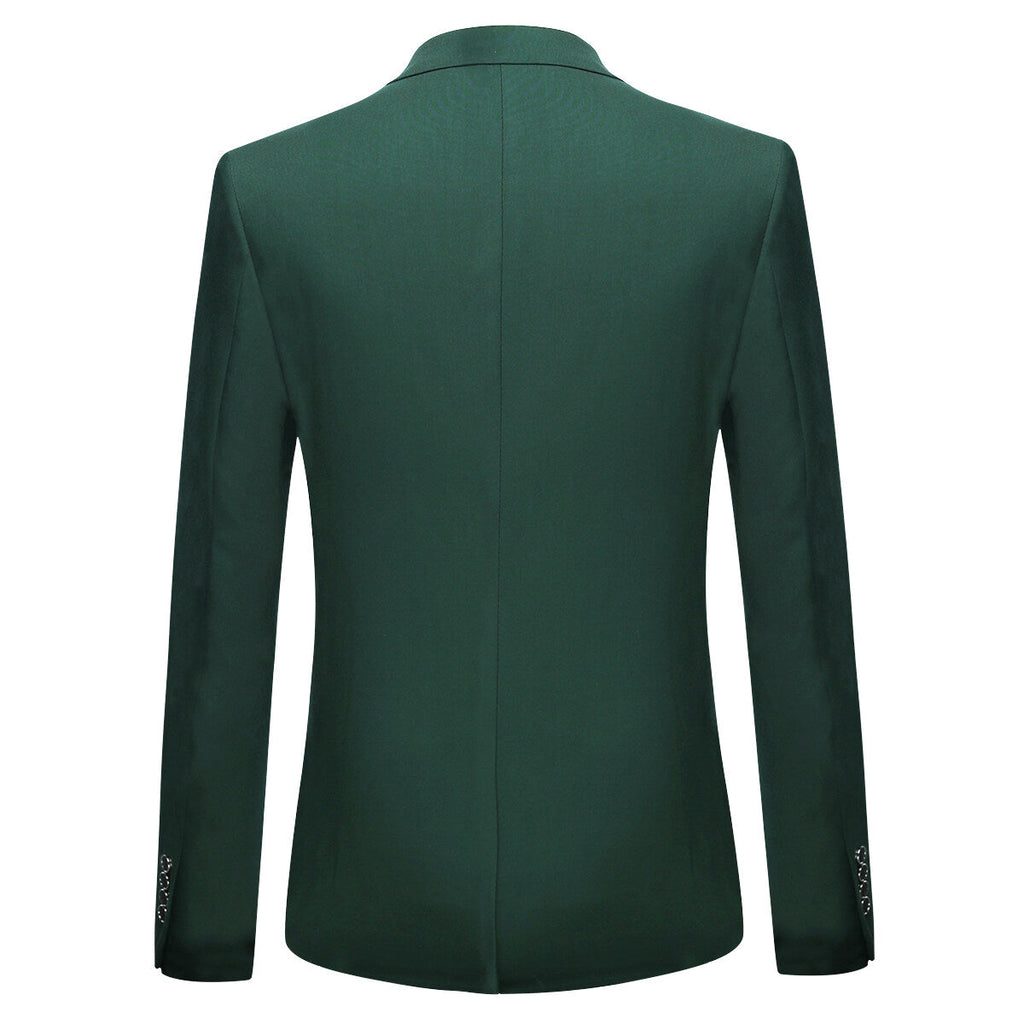 Mens Blazer One-Button Notch Lapel Stretch Woven Green – Nalco