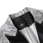 Mens Blazer Silver Sequin Single-Breasted Peaked Lapel – Darvex
