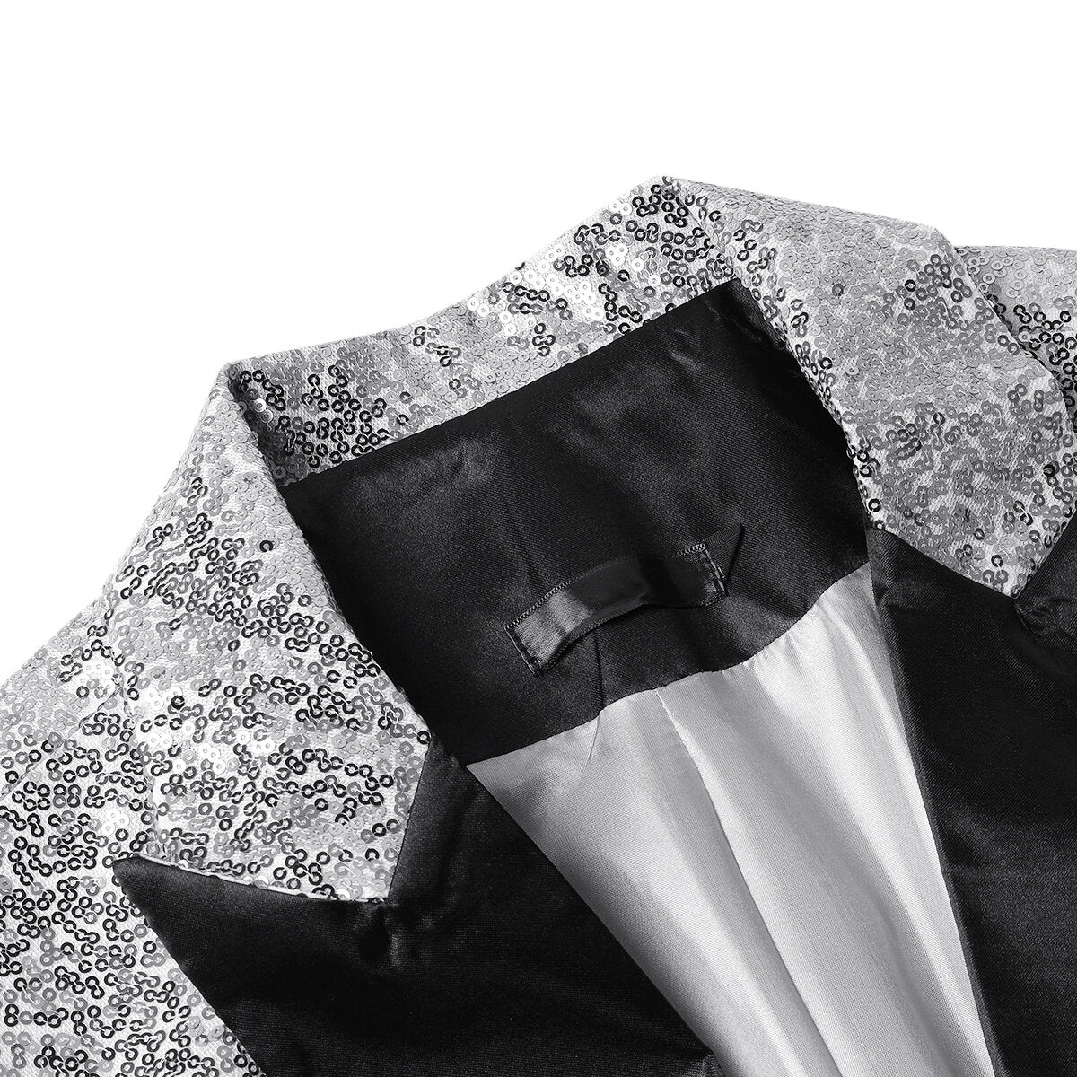 Mens Blazer Silver Sequin Single-Breasted Peaked Lapel – Darvex