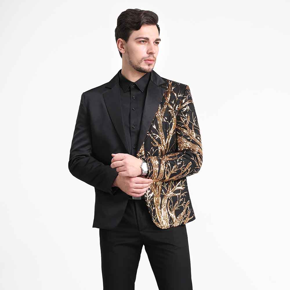 Mens Blazer Slim Fit Lightning Sequin Black – Dravo