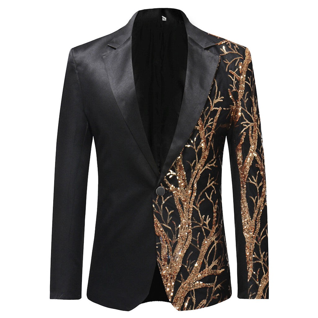 Mens Blazer Slim Fit Lightning Sequin Black – Dravo