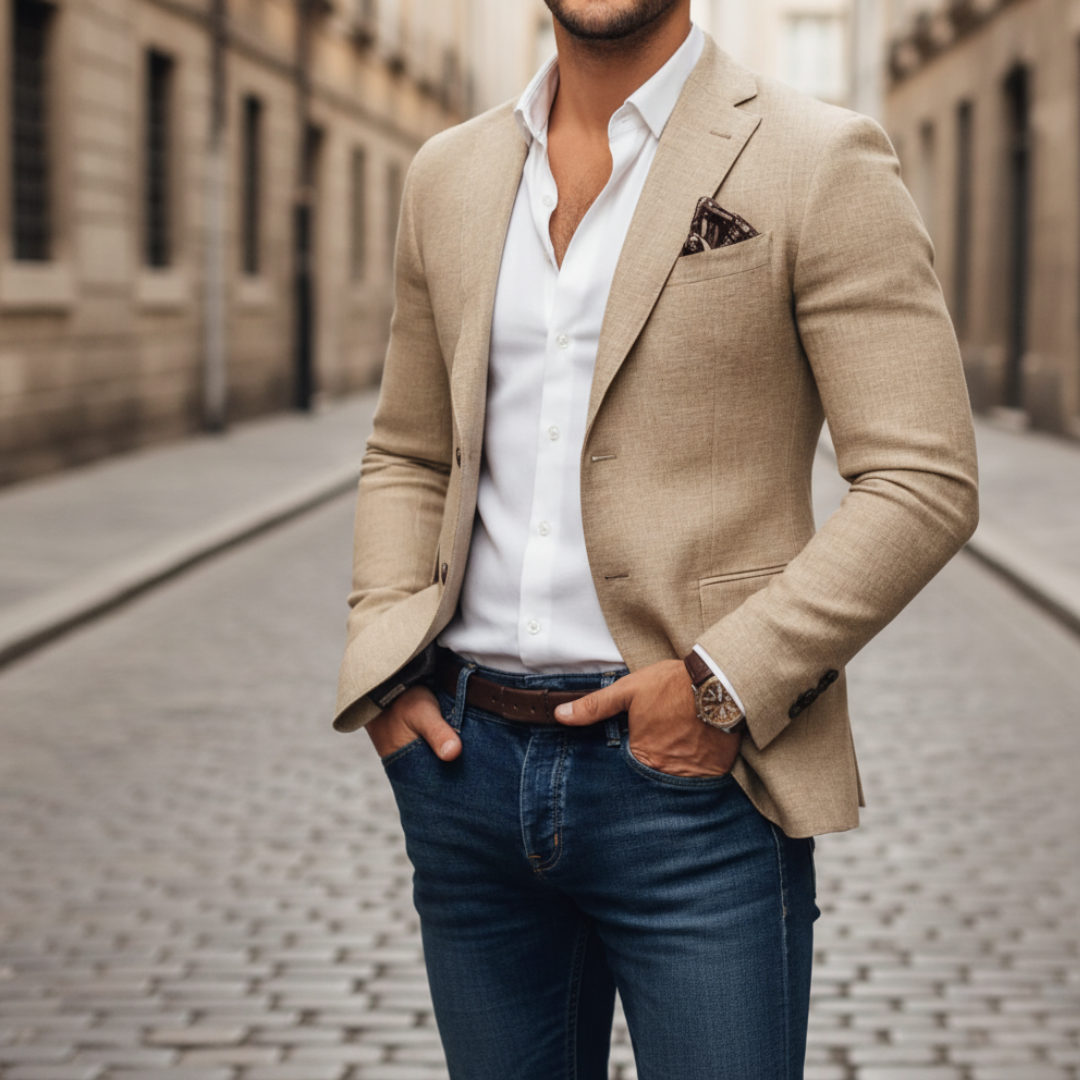 Mens Blazer Slim-Fit Structured Woven Single Button – Valdo