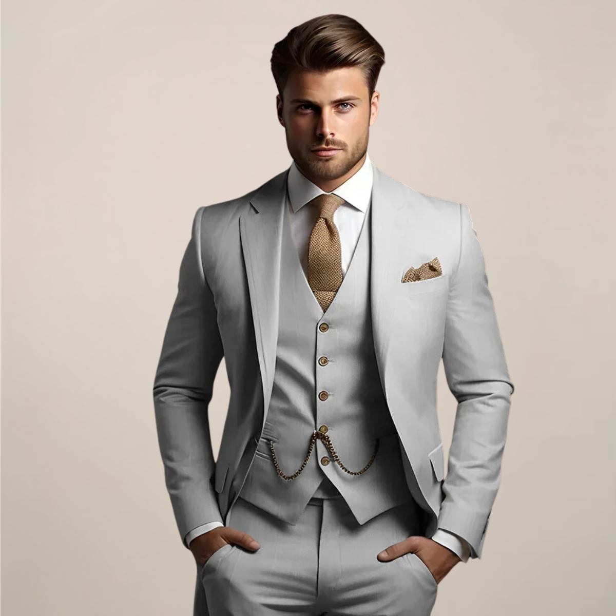 Mens Blazer Three-Piece Slim Fit Suit Jacket Waistcoat Trousers – Aldro