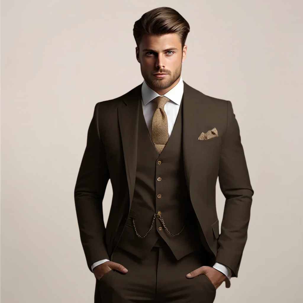 Mens Blazer Three-Piece Slim Fit Suit Jacket Waistcoat Trousers – Aldro