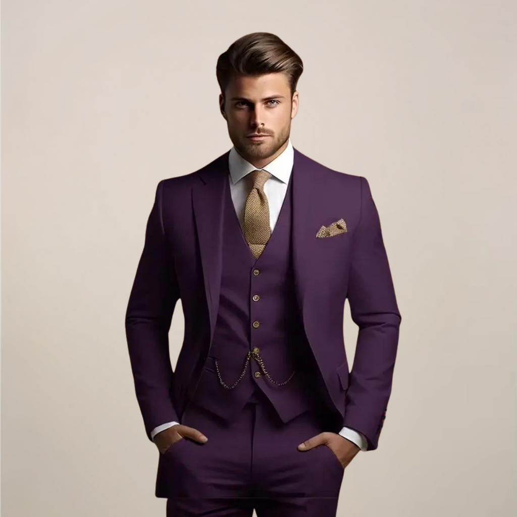 Mens Blazer Three-Piece Slim Fit Suit Jacket Waistcoat Trousers – Aldro