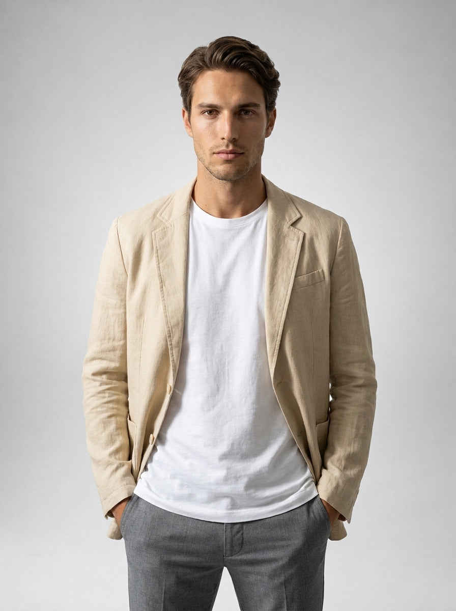 Mens Blazer Unstructured Linen Notch Lapel – Fenco