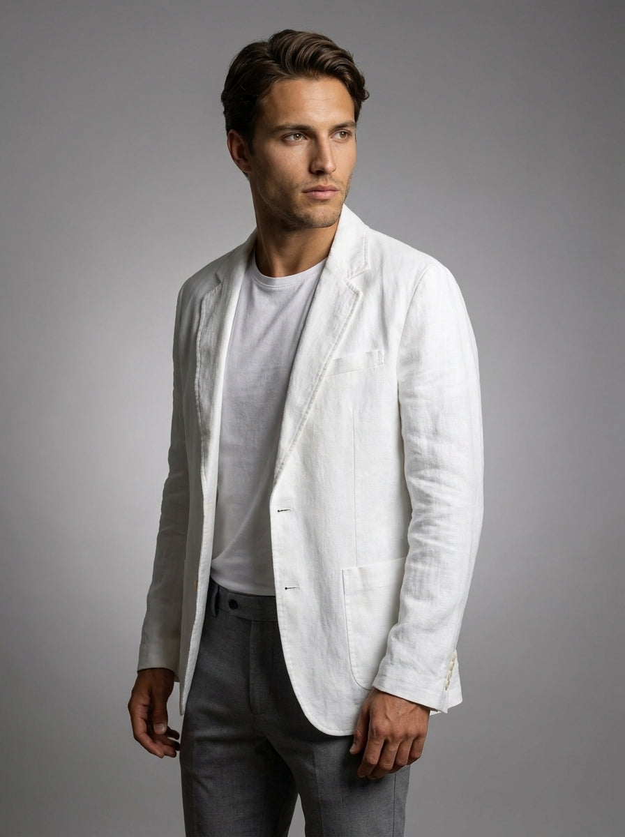 Mens Blazer Unstructured Linen Notch Lapel – Fenco