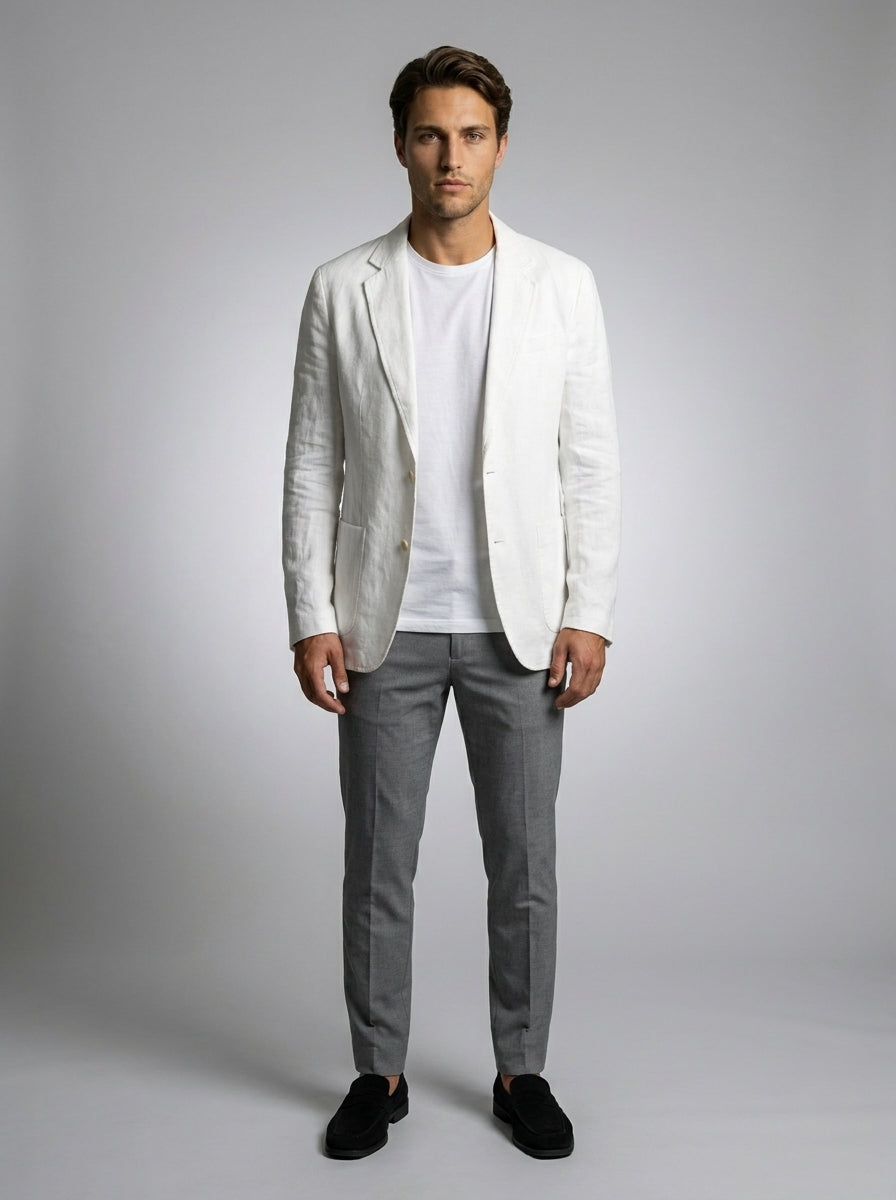 Mens Blazer Unstructured Linen Notch Lapel – Fenco