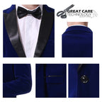 Mens Blazer Velvet Slim Fit Satin Peaked Lapel Blue – Nalvo