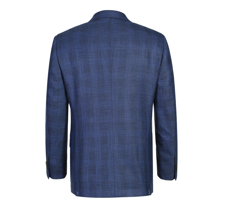 Mens Blazer Windowpane Plaid Classic Fit Sport Coat Navy – Stroven