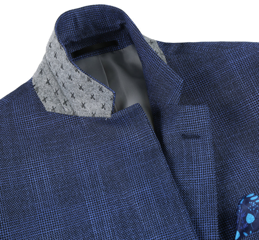 Mens Blazer Windowpane Plaid Classic Fit Sport Coat Navy – Stroven