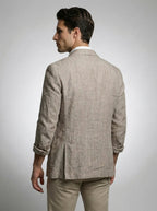Mens Blazer Woven Stripe Linen Notch Lapel Unstructured – Narco