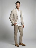 Mens Blazer Woven Stripe Linen Notch Lapel Unstructured – Narco