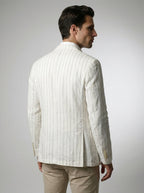 Mens Blazer Woven Stripe Linen Notch Lapel Unstructured – Narco