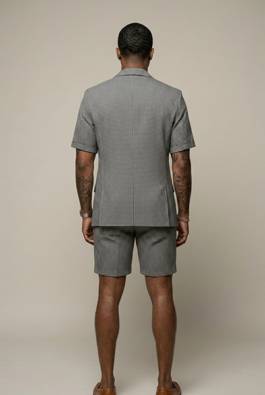 Men's Check Two-Piece Set Short Sleeve Blazer and Matching Shorts – Stelvo