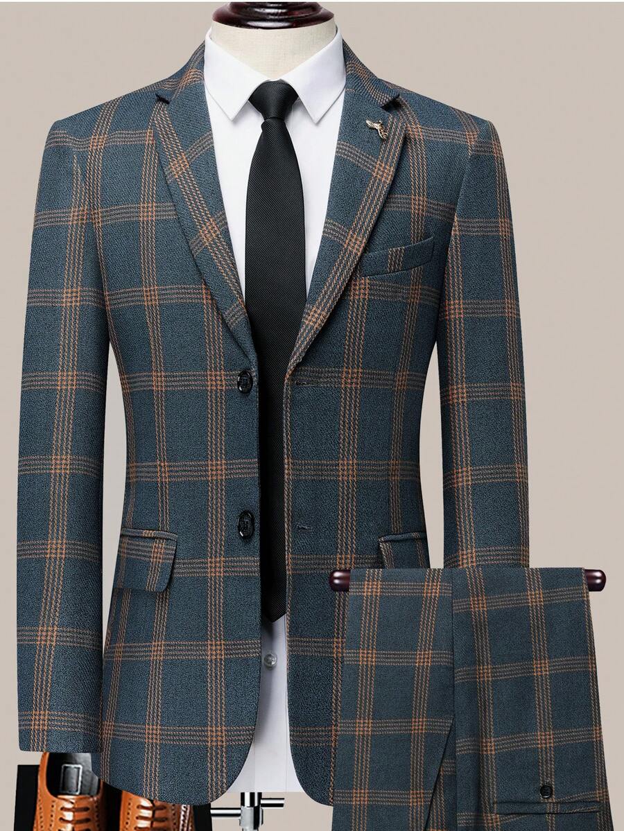 Men's Checkered Suit Set Slim Fit Blazer and Trousers – Valvo