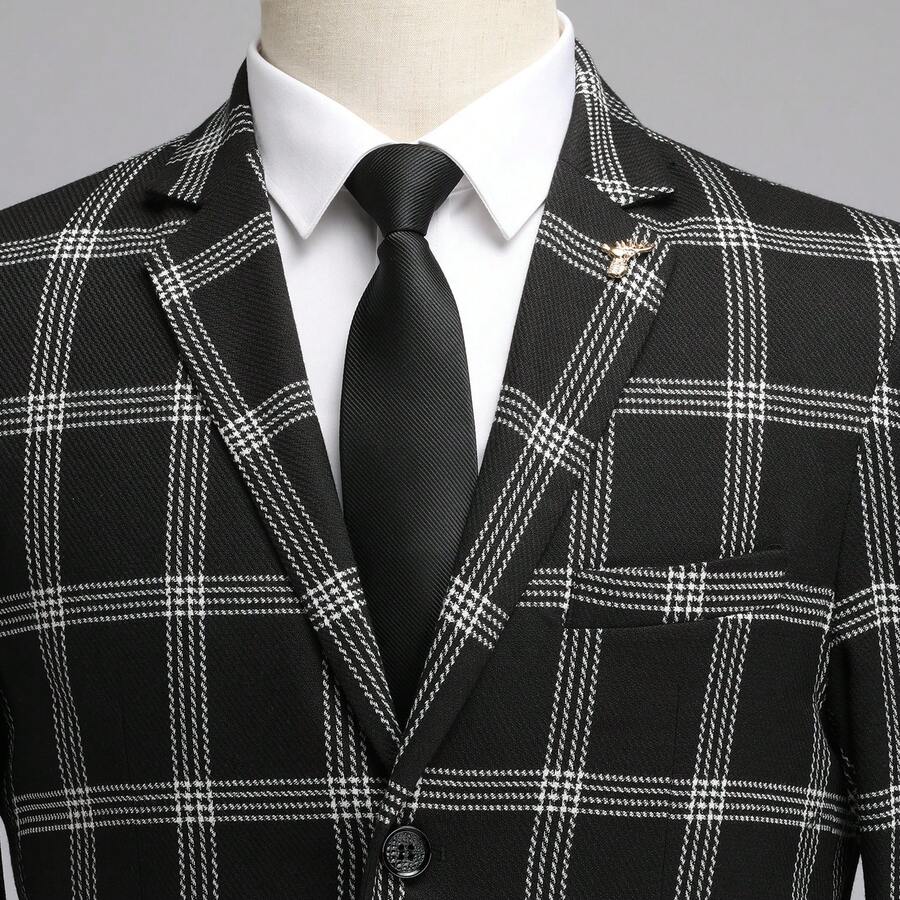 Men's Checkered Suit Set Slim Fit Blazer and Trousers – Valvo