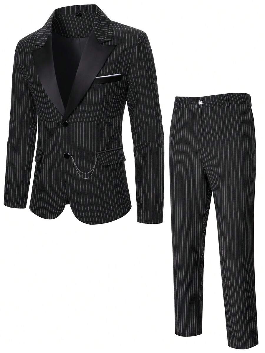 Mens Co Ord Set Contrast Lapel Blazer Waistcoat Trousers – Storn